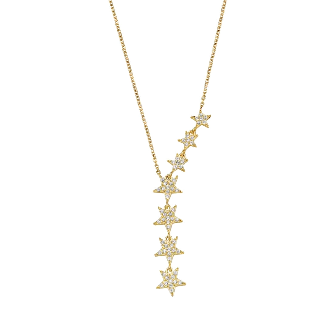 925 Sterling Silver Star Lariat Necklace Vertical London Jewellery