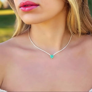 925 Sterling Silver Aquamarine Tennis Choker Vertical London Jewellery