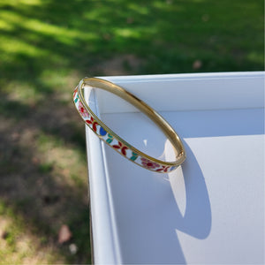 Enamel Hinge Bangle Bracelet - Style 2 Vertical London Jewellery