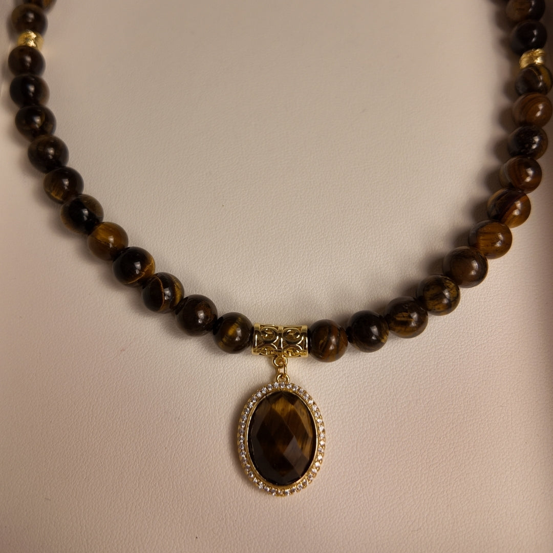 Handmade Tiger’s Eye Necklace Vertical London Jewellery