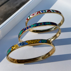 Enamel Hinge Bangle Bracelet - Style 1 Vertical London Jewellery