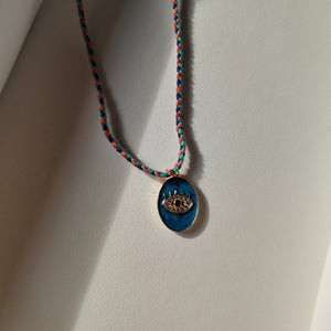 Evil Eye Charm Necklace Vertical London Jewellery