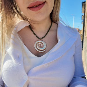 Jade Spiral Pendant Necklace Vertical London Jewellery