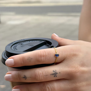 925 Sterling Silver September Birthstone Ring-Sapphire Ring Vertical London Jewellery