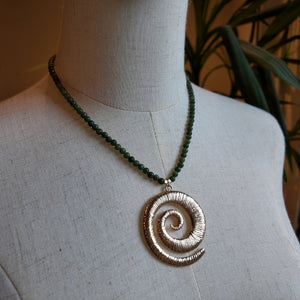Jade Spiral Pendant Necklace Vertical London Jewellery