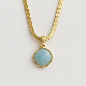 Amazonite Minimalist Gold Necklace Vertical London Jewellery