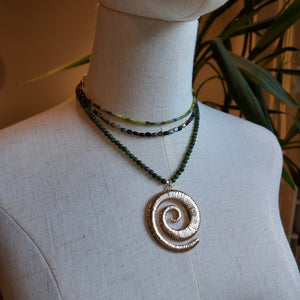 Jade Spiral Pendant Necklace Vertical London Jewellery