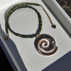 Jade Spiral Pendant Necklace Vertical London Jewellery