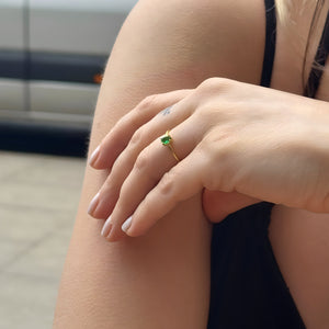 925 Sterling Silver May Birthstone Ring-Emerald Ring Vertical London Jewellery