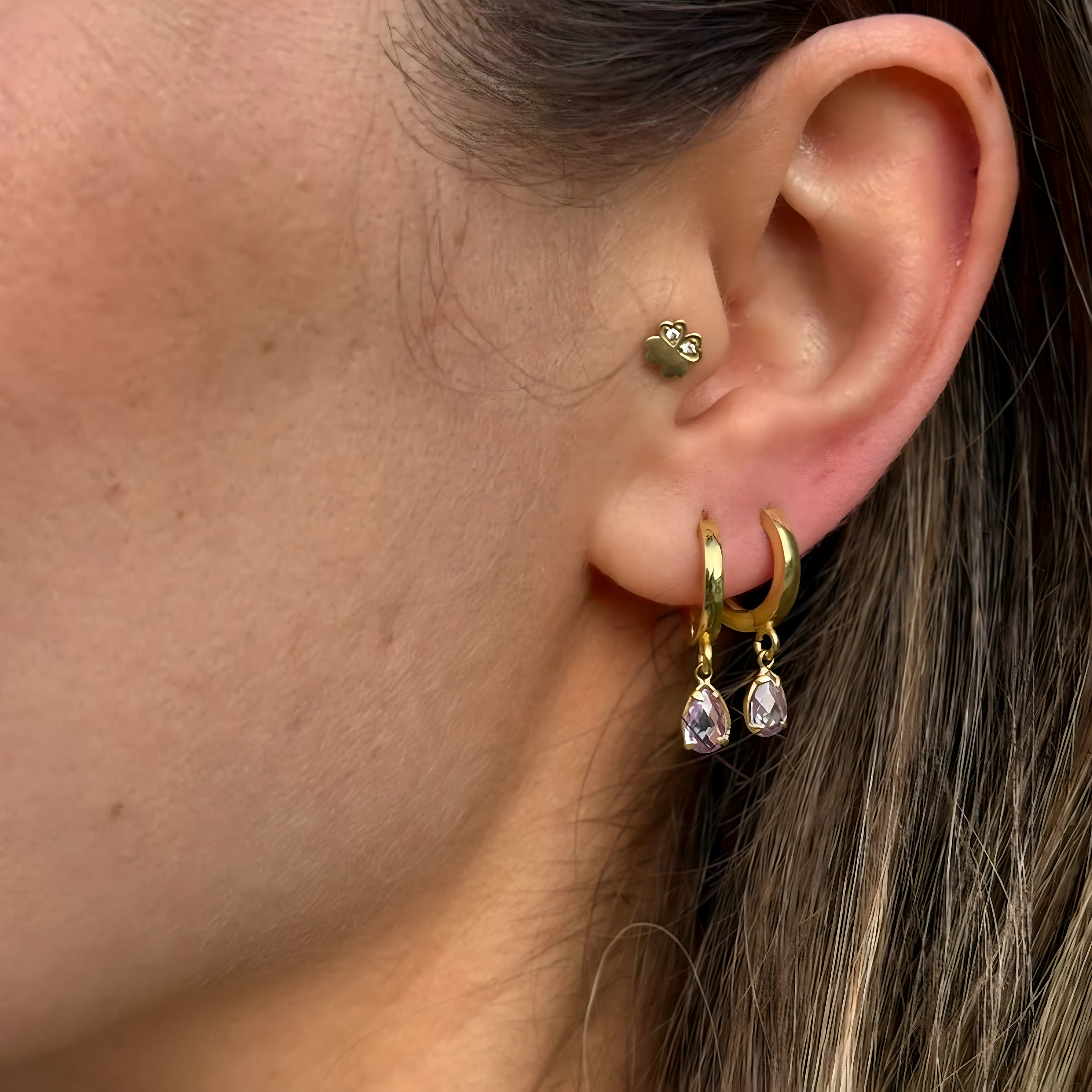 925 Sterling Silver June Birthstone Earrings-Alexandrite Lilac Hoop Earrings Vertical London Jewellery