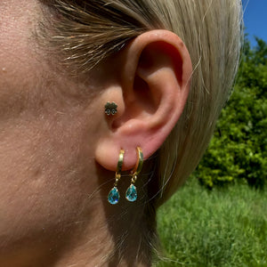 925 Sterling Silver March Birthstone Earrings-Aquamarine Hoop Earrings Vertical London Jewellery