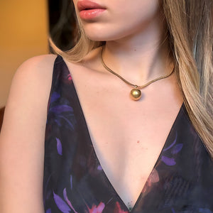 Gold Ball Pendant Chain Vertical London Jewellery