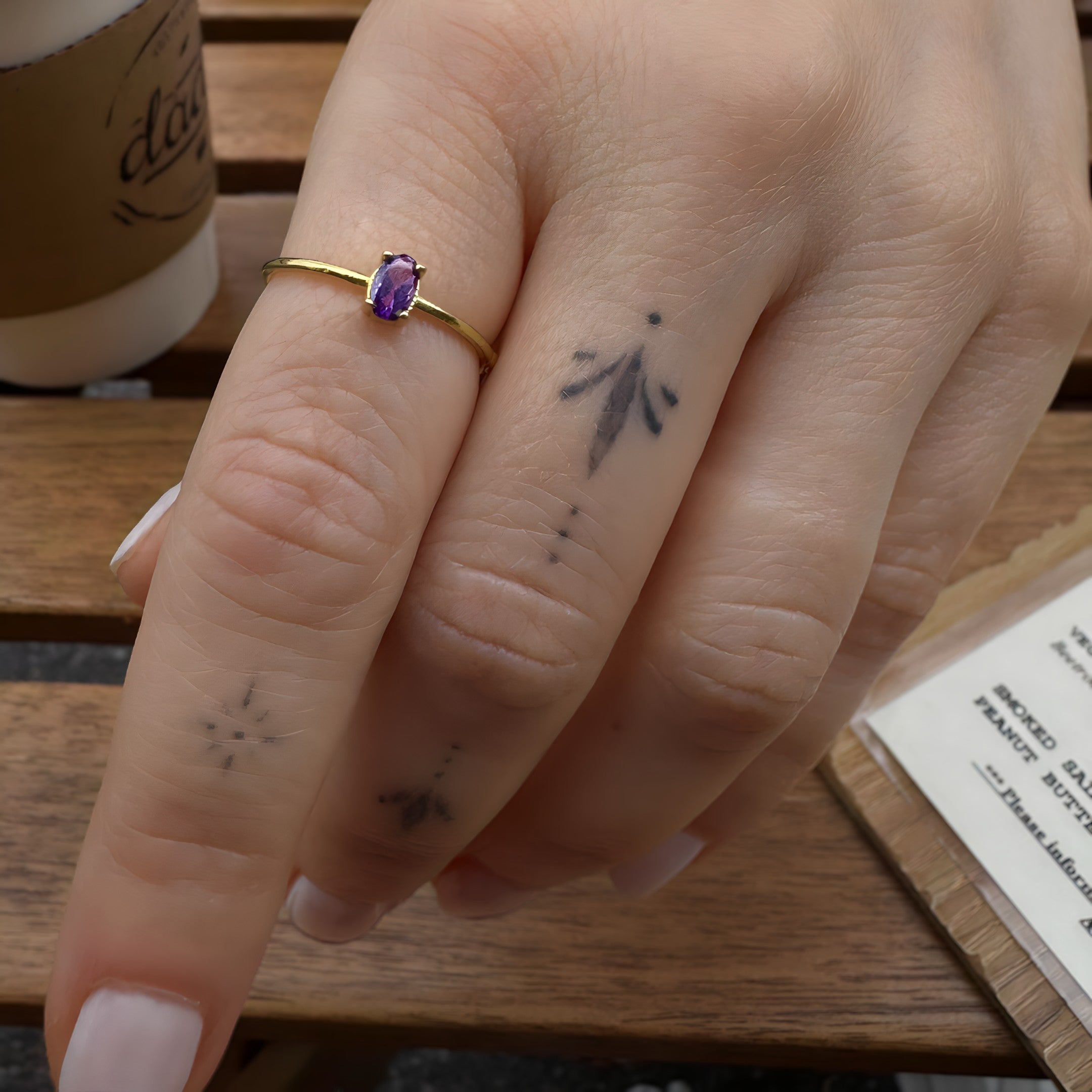 925 Sterling Silver February Birthstone Ring-Amethyst Ring Vertical London Jewellery