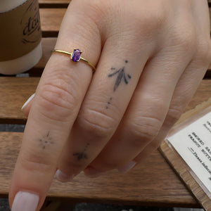 925 Sterling Silver February Birthstone Ring-Amethyst Ring Vertical London Jewellery