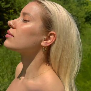 925 Sterling Silver August Birthstone Earrings-Peridot Hoop Earrings Vertical London Jewellery