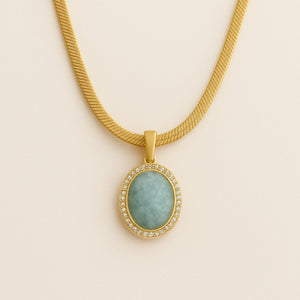 Amazonite Gold Necklace Vertical London Jewellery