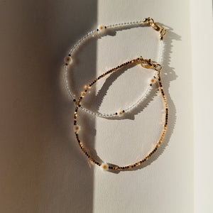 Daisy with Gold Beaded Bracelet Set Vertical London Jewellery