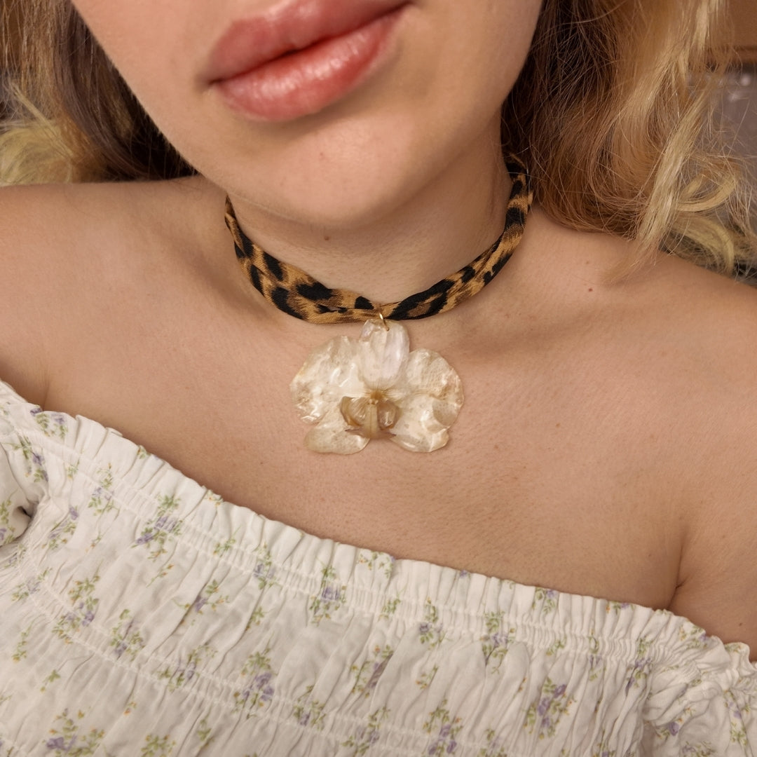 Wild Real Orchid Choker Vertical London Jewellery