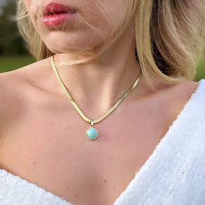Amazonite Minimalist Gold Necklace Vertical London Jewellery
