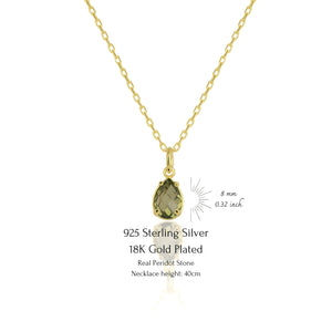 925 Sterling Silver August Birthstone Necklace-Peridot Necklace Vertical London Jewellery
