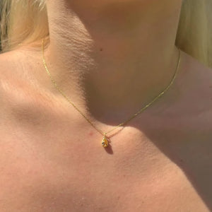 925 Sterling Silver November Birthstone Necklace-Citrine Necklace Vertical London Jewellery