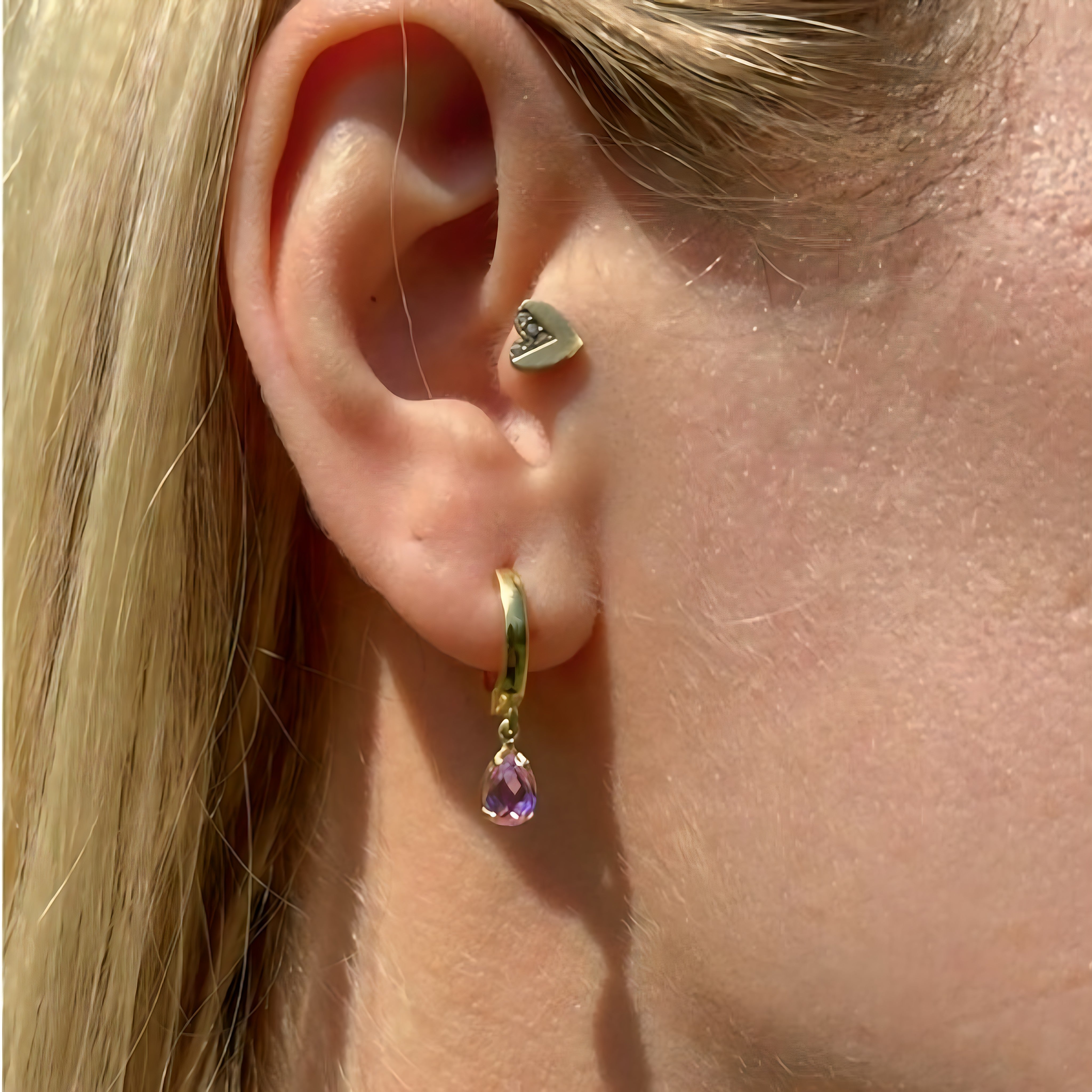 925 Sterling Silver October Birthstone Earrings-Pink Tourmaline Hoop Earrings Vertical London Jewellery