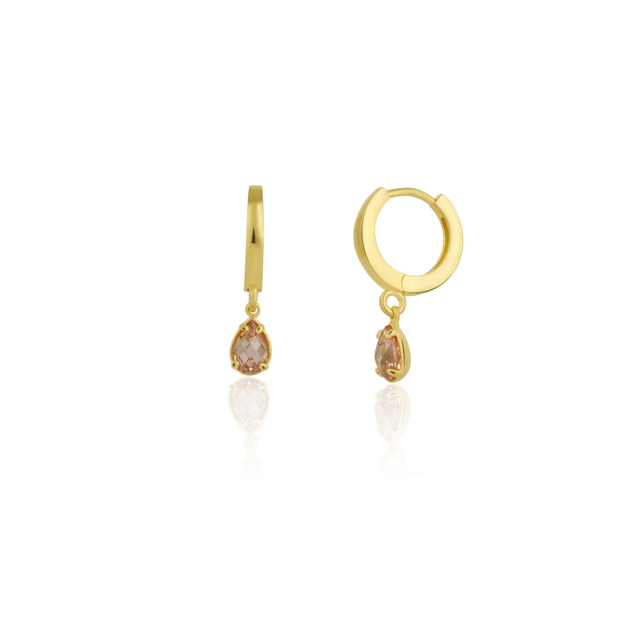 925 Sterling Silver November Birthstone Earrings-Citrine Hoop Earrings Vertical London Jewellery