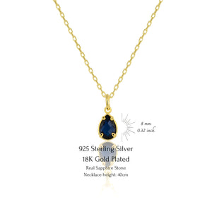 925 Sterling Silver September Birthstone Necklace-Sapphire Necklace Vertical London Jewellery