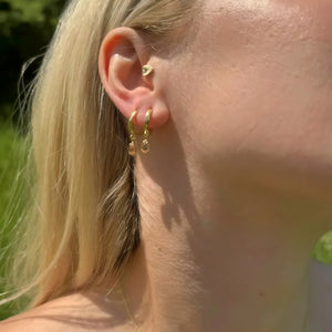 925 Sterling Silver November Birthstone Earrings-Citrine Hoop Earrings Vertical London Jewellery