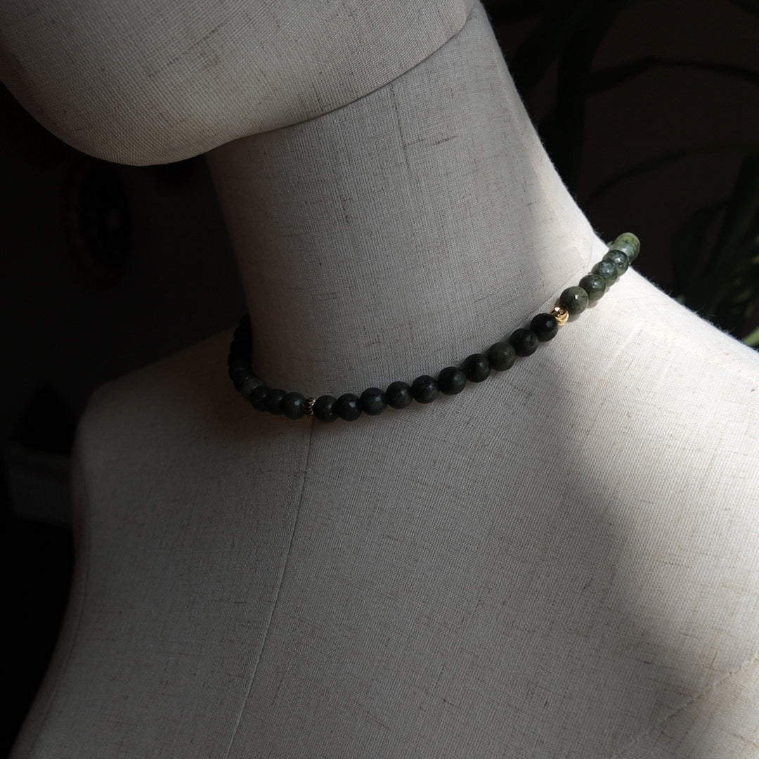 Green Jade Healing Necklace Vertical London Jewellery