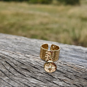 Gold Star Charm Ring Vertical London Jewellery