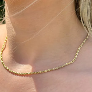 Gold Rope Chain Necklace Vertical London Jewellery