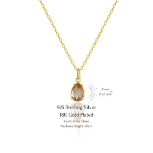 925 Sterling Silver November Birthstone Necklace-Citrine Necklace Vertical London Jewellery