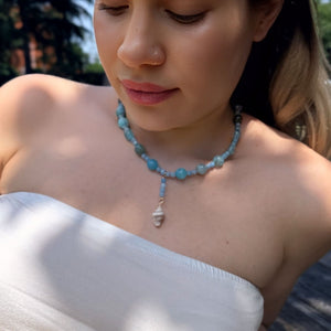 Handmade Aquamarine Necklace Vertical London Jewellery