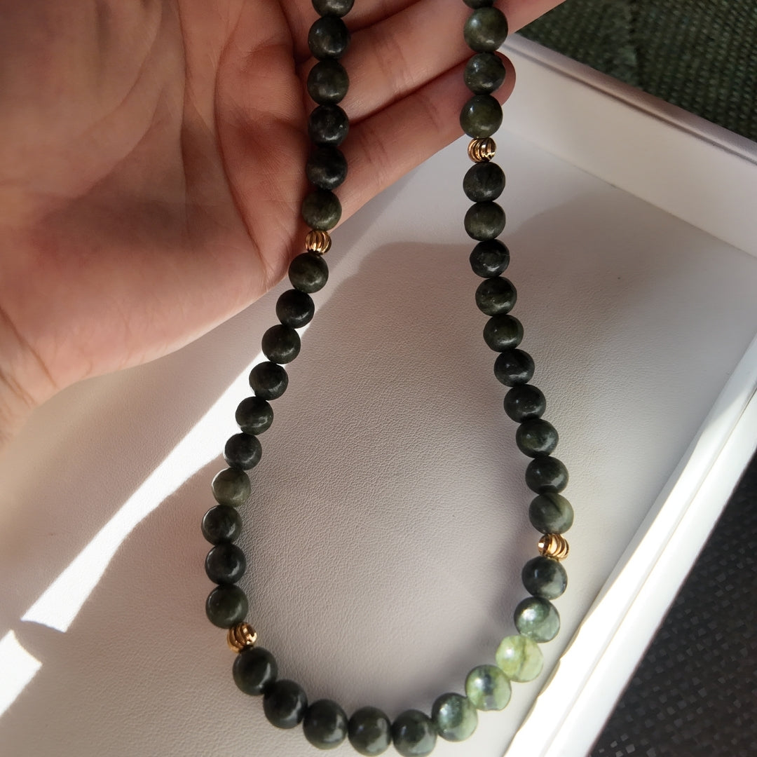 Green Jade Healing Necklace Vertical London Jewellery