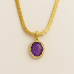 Amethyst Gold Necklace Vertical London Jewellery