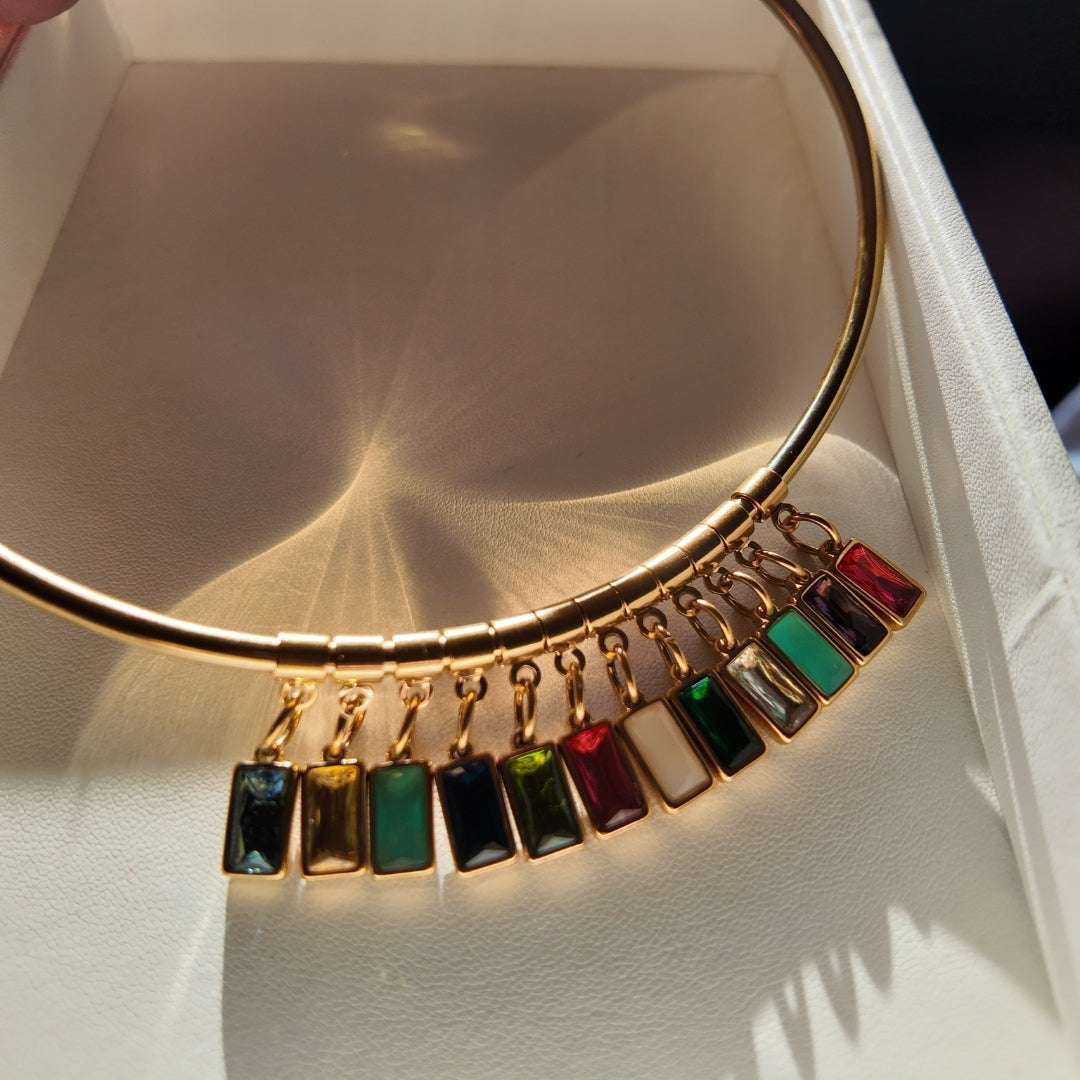 Custom Gemstone-Birthstone Choker Vertical London Jewellery