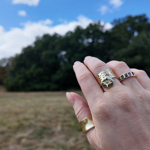 Rainbow Cubic Zircon Ring Vertical London Jewellery