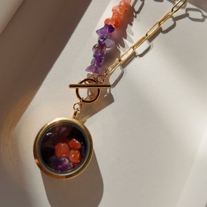 Personalised Birthstone Locket Necklace Vertical London Jewellery