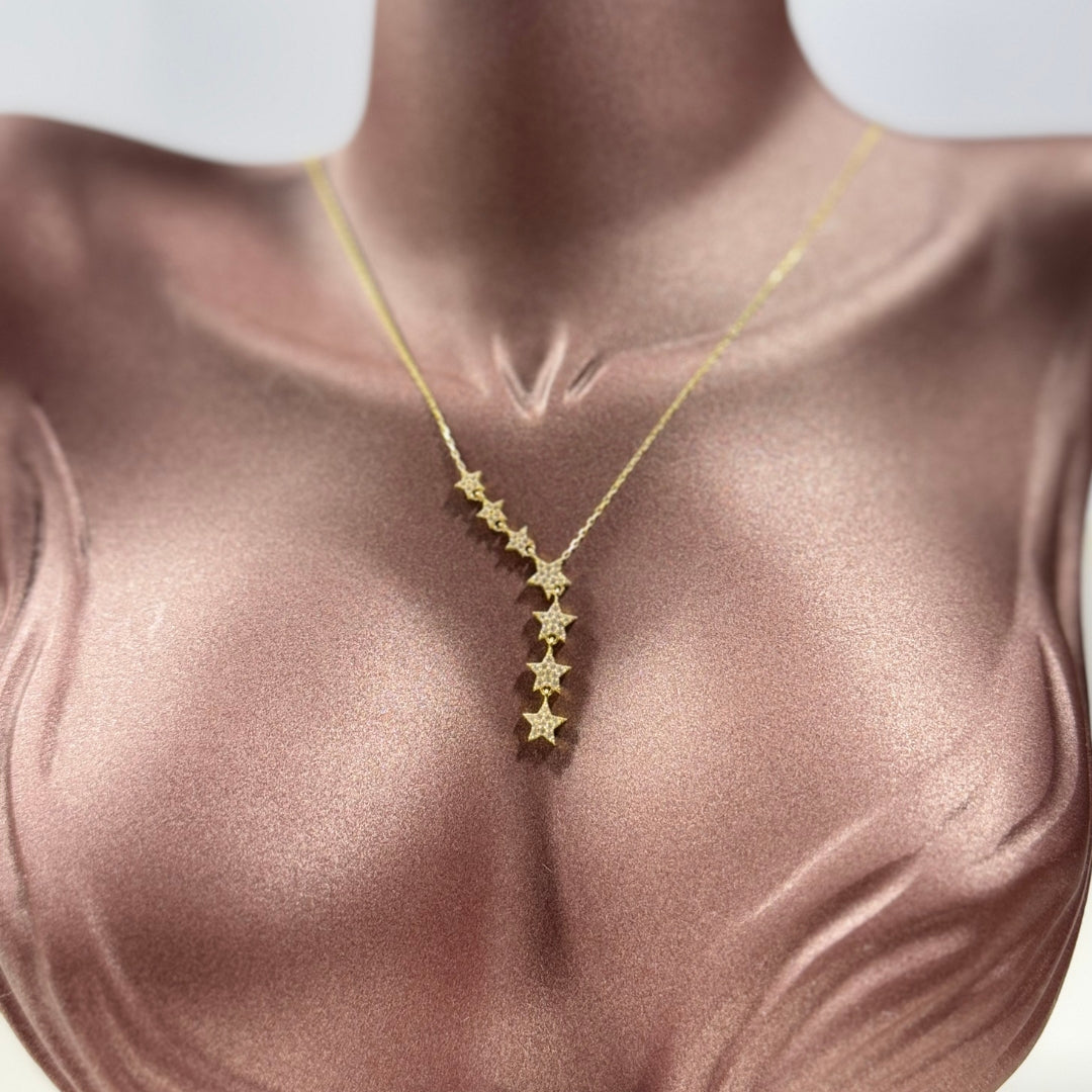 925 Sterling Silver Star Lariat Necklace Vertical London Jewellery