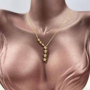 925 Sterling Silver Star Lariat Necklace Vertical London Jewellery