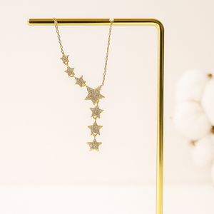 925 Sterling Silver Star Lariat Necklace Vertical London Jewellery