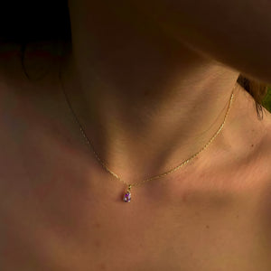 925 Sterling Silver June Birthstone Necklace-Alexandrite Necklace Vertical London Jewellery