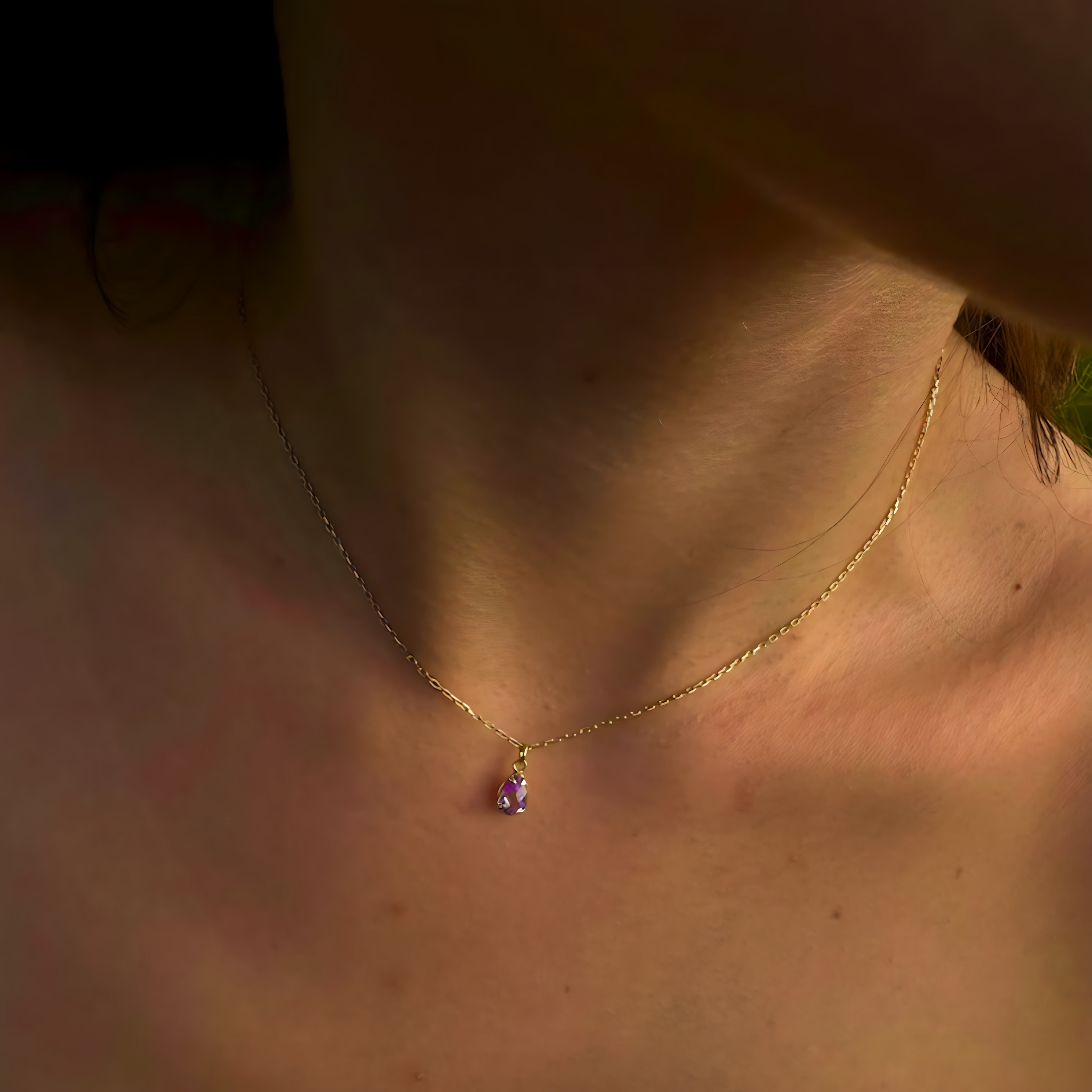 925 Sterling Silver June Birthstone Necklace-Alexandrite Necklace Vertical London Jewellery