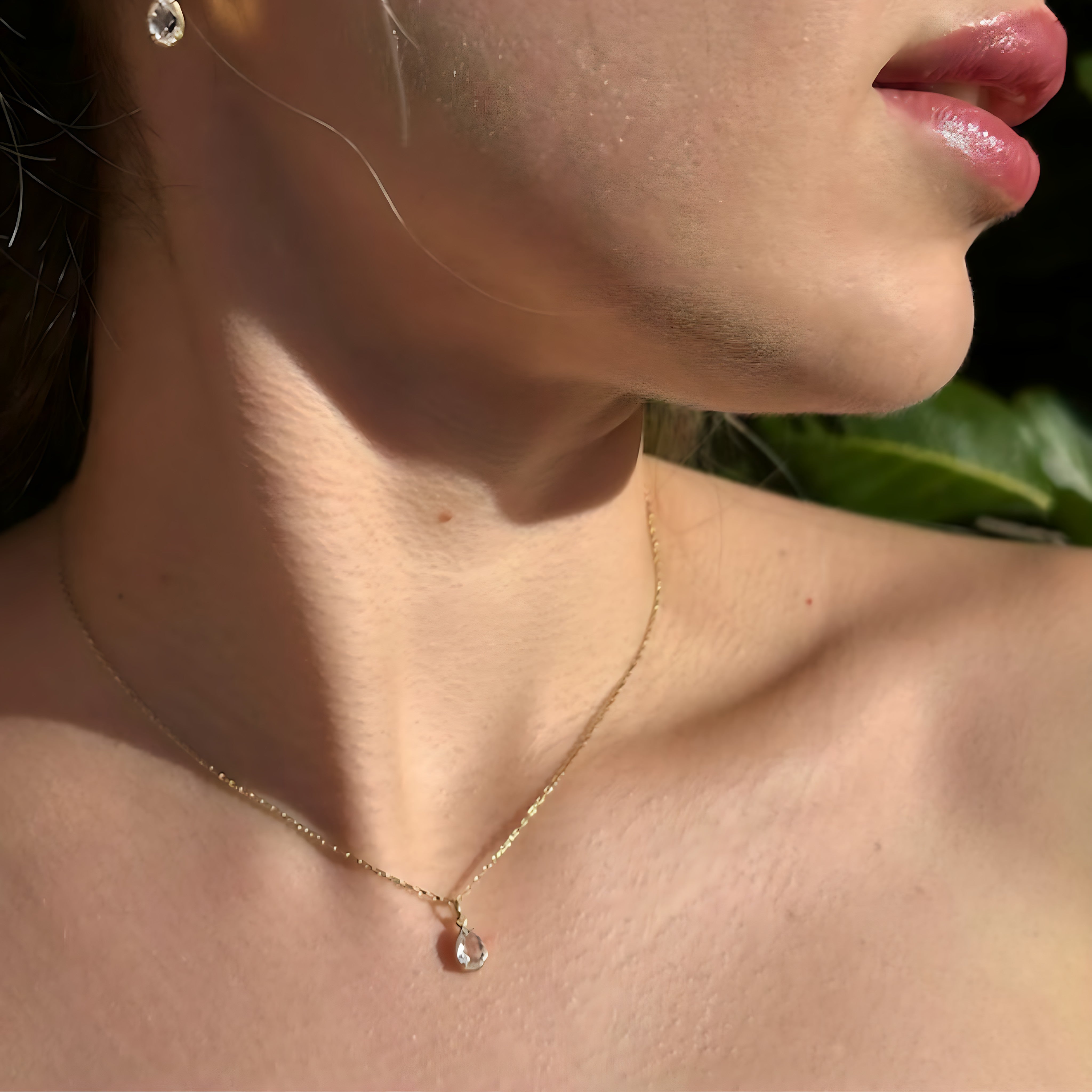 925 Sterling Silver April Birthstone Necklace-Clear Quartz Necklace Vertical London Jewellery