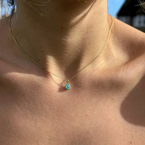 925 Sterling Silver March Birthstone Necklace-Aquamarine Necklace Vertical London Jewellery