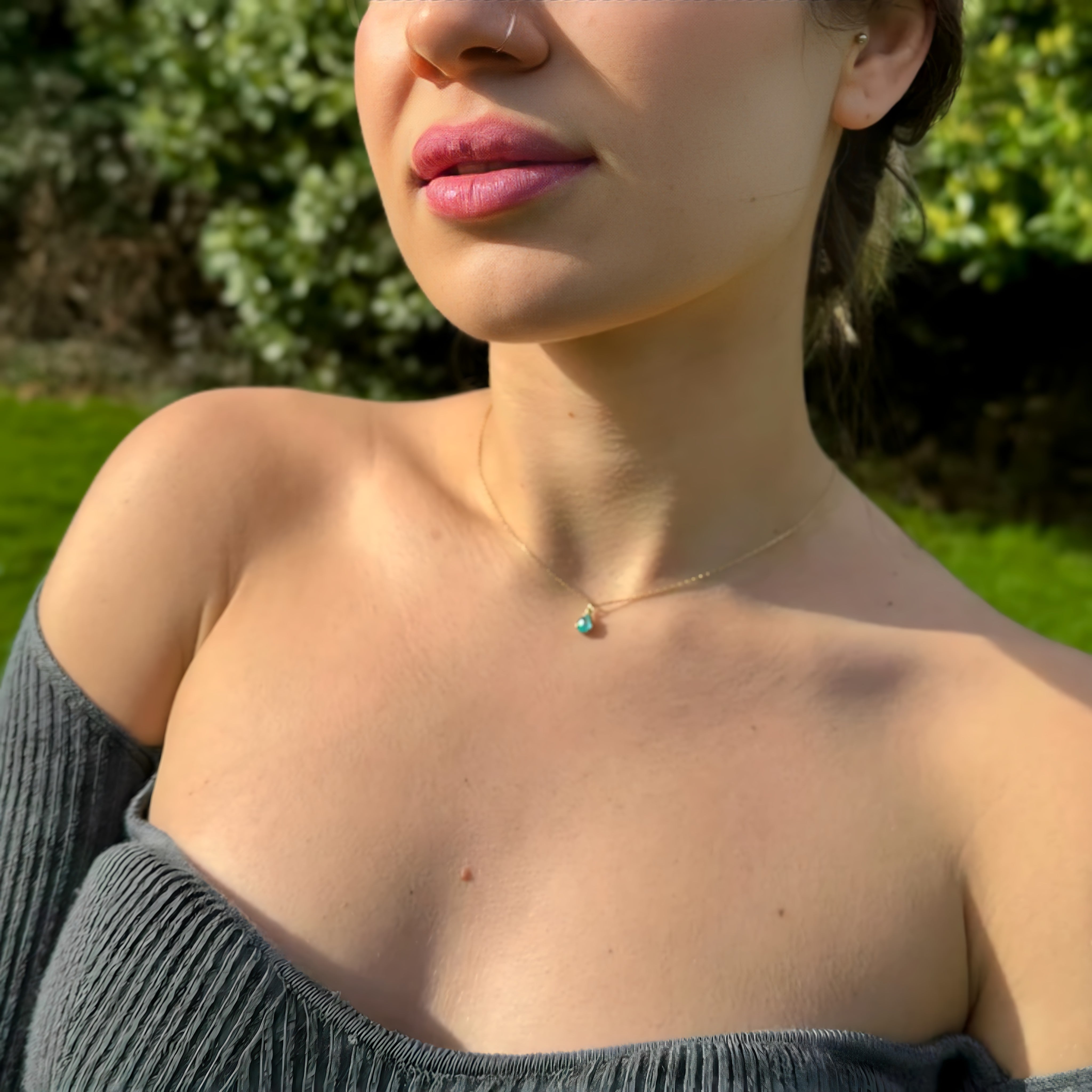 925 Sterling Silver March Birthstone Necklace-Aquamarine Necklace Vertical London Jewellery