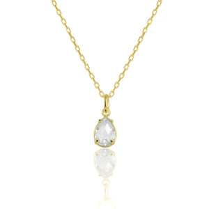 925 Sterling Silver April Birthstone Necklace-Clear Quartz Necklace Vertical London Jewellery