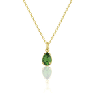 925 Sterling Silver May Birthstone Necklace-Emerald Necklace Vertical London Jewellery