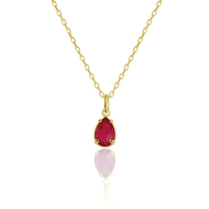925 Sterling Silver July Birthstone Necklace-Ruby Necklace Vertical London Jewellery